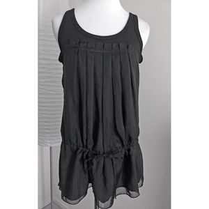NEW! bebe 100% Silk Black Sleeveless Pleated Peplum Tank Top